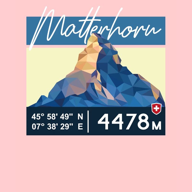 Matterhorn Zermatt Schweizer Berg Retro Low Poly