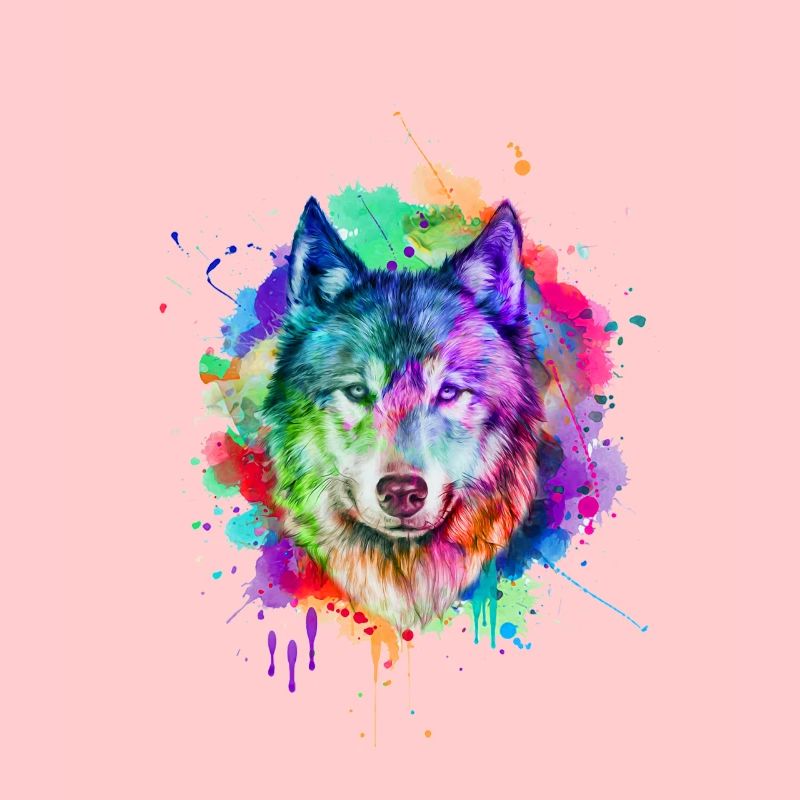Aquarell Wolf Geschenk