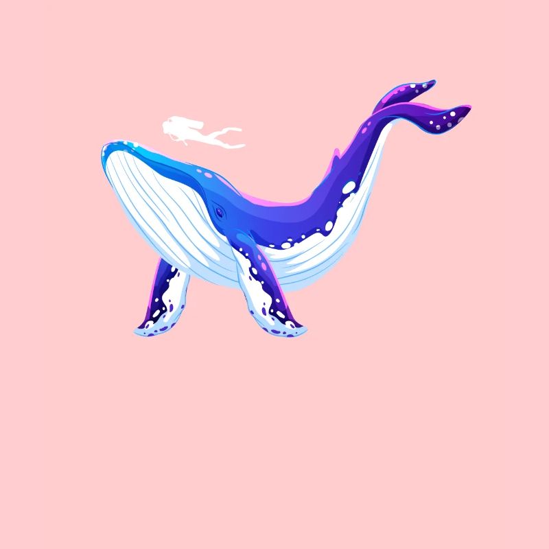 Conception de baleine bleue et de plongeur