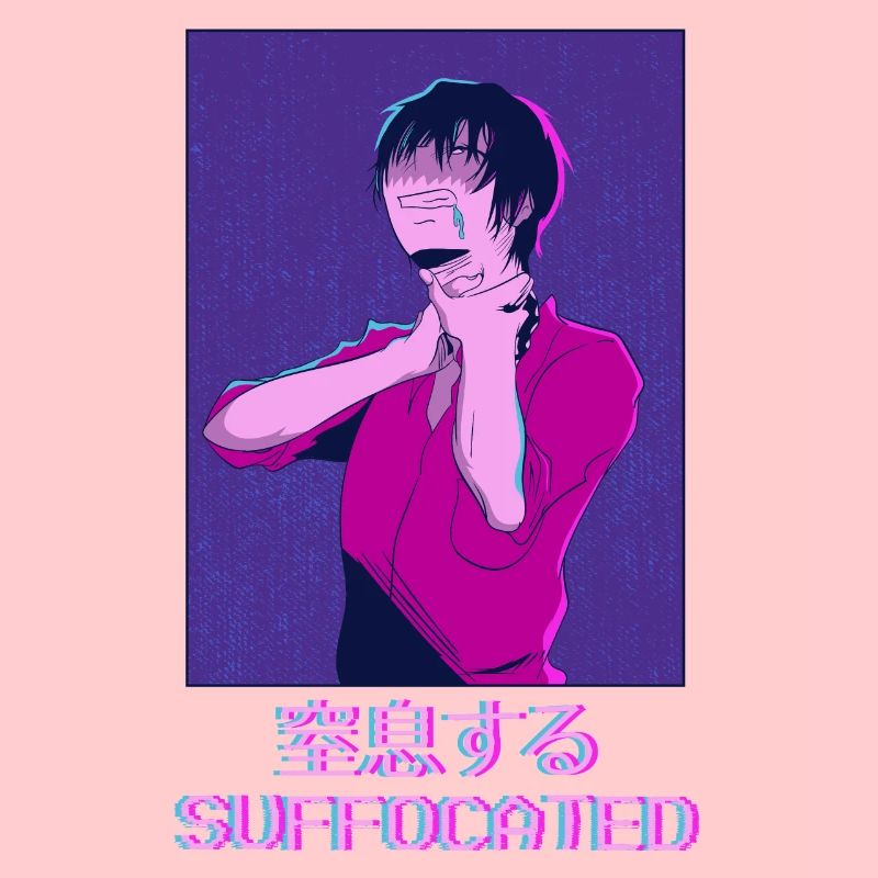 Emo Anime Junge Vaporwave Ästhetisch Ersticktes Ge
