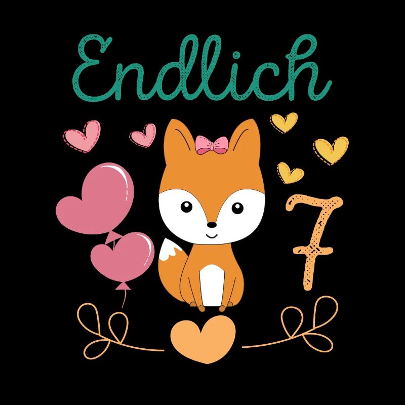 Fuchs Geburtstagshirt Endlich 7 Jahre Mädchen