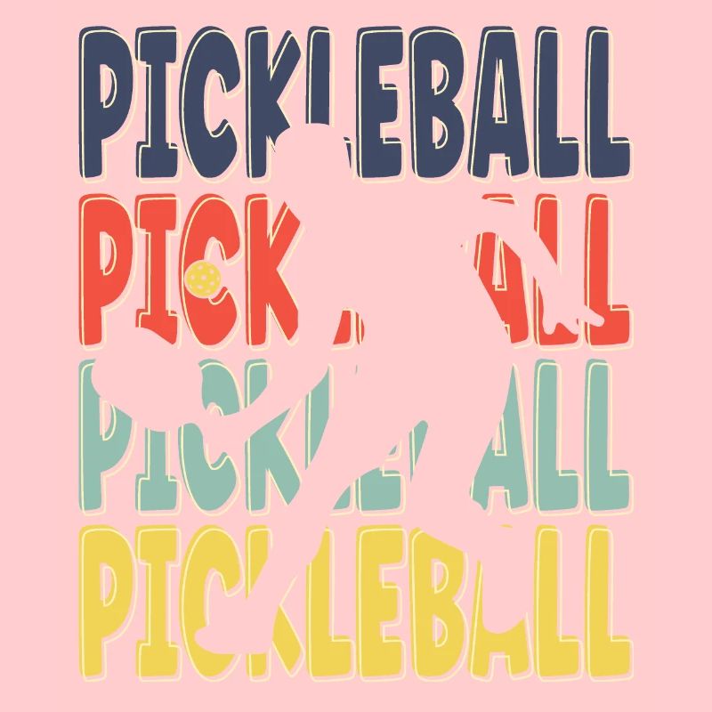 Cool Retro Text Silhouette Pickleball
