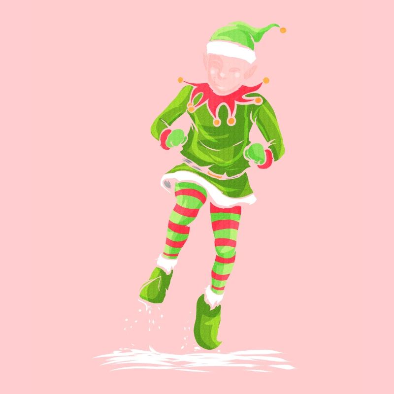 Père Noël dansant l’elfe de Noël célébrant
