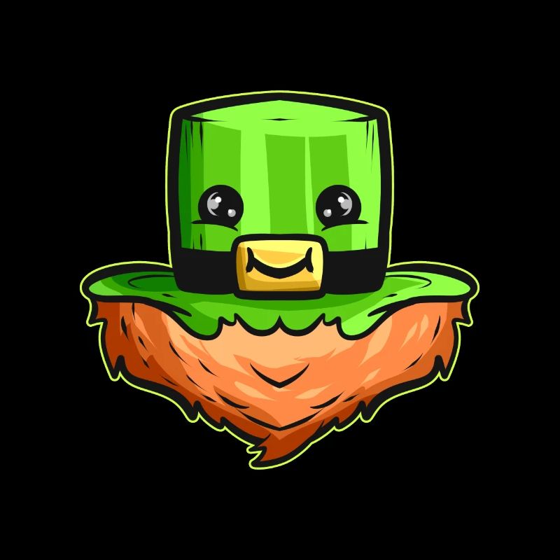 Kawaii has with face and red beard for st.