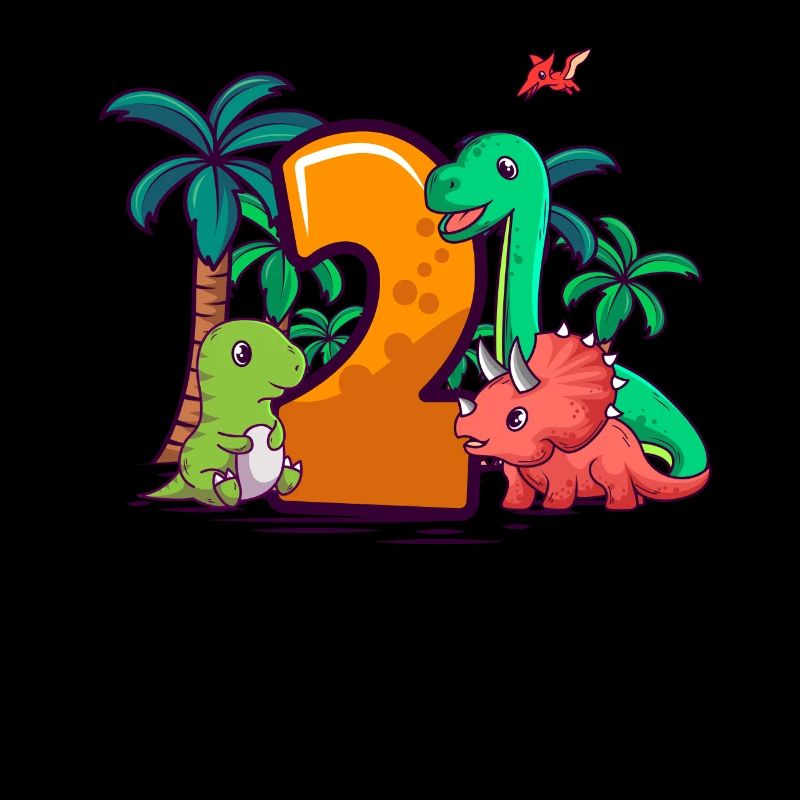 2nd Birthday Trex Triceratops Dinosaur 2 years