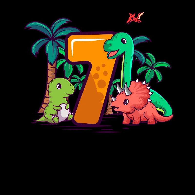 7th Birthday Trex Triceratops Dinosaur 7 years
