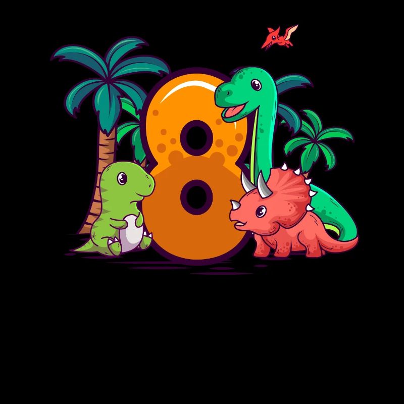 8th Birthday Trex Triceratops Dinosaur 8 years