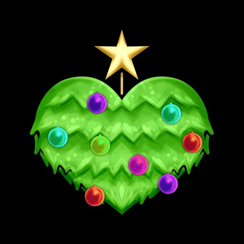 Arbre de Noël en forme de cœur avec décoration pour