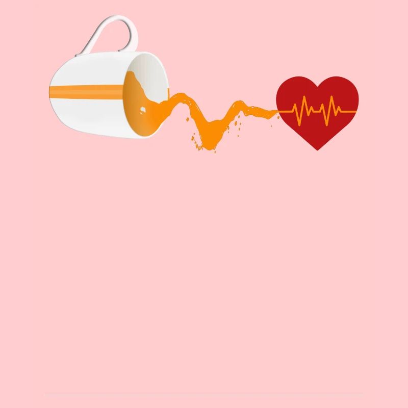 Coffee heartbeat cup tipped over