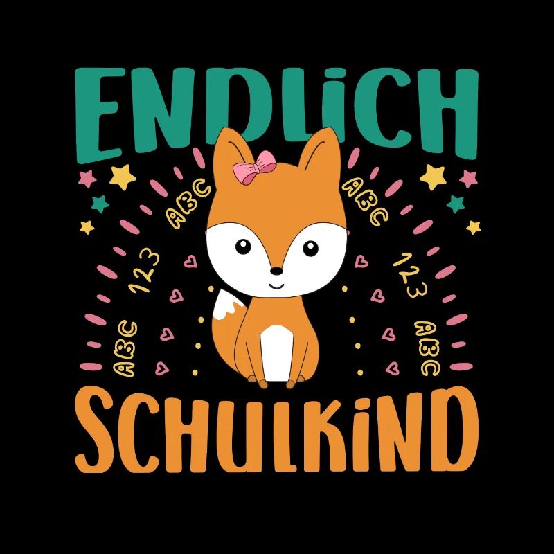 Einschulung Endlich Schulkind Mädchen Fuchs