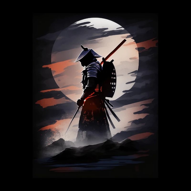 Japanese Samurai Warrior At Night