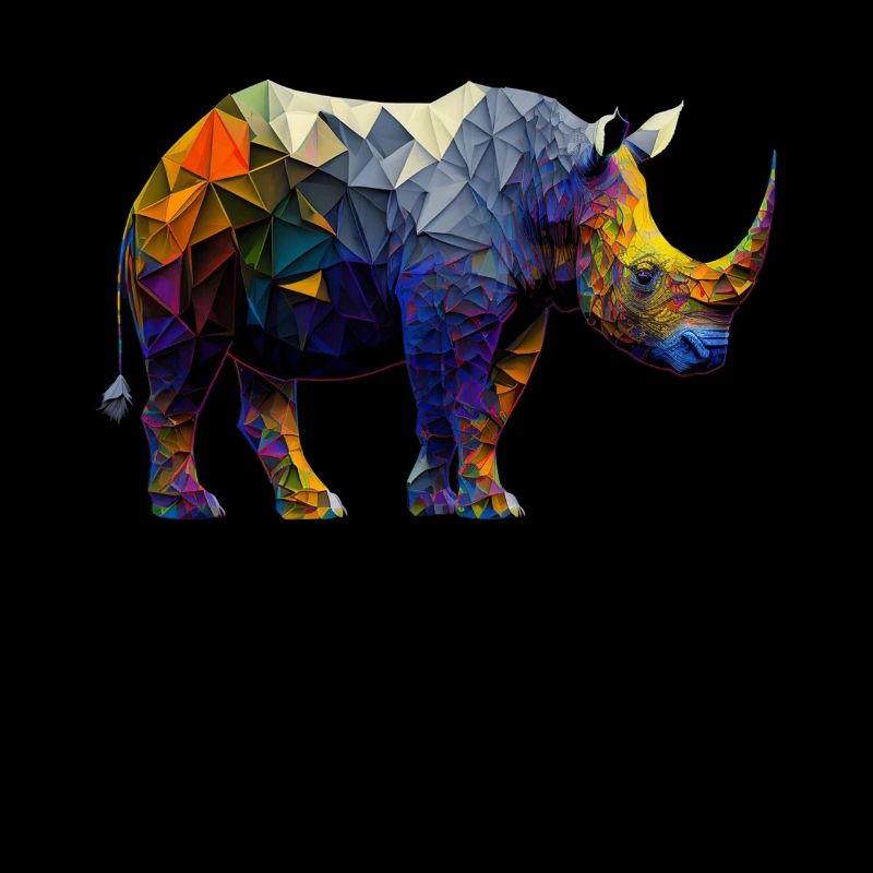 Nashorn Bunt Polygon Afrika Geschenk Zoo Tier