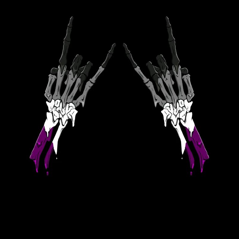 Asexual Pride Ace Flag Devil Horn Skeleton Subtle