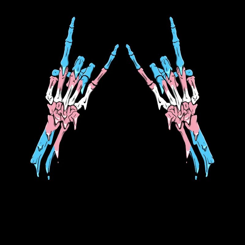 Transgender Pride Trans Flag Devil Horn Skeleton