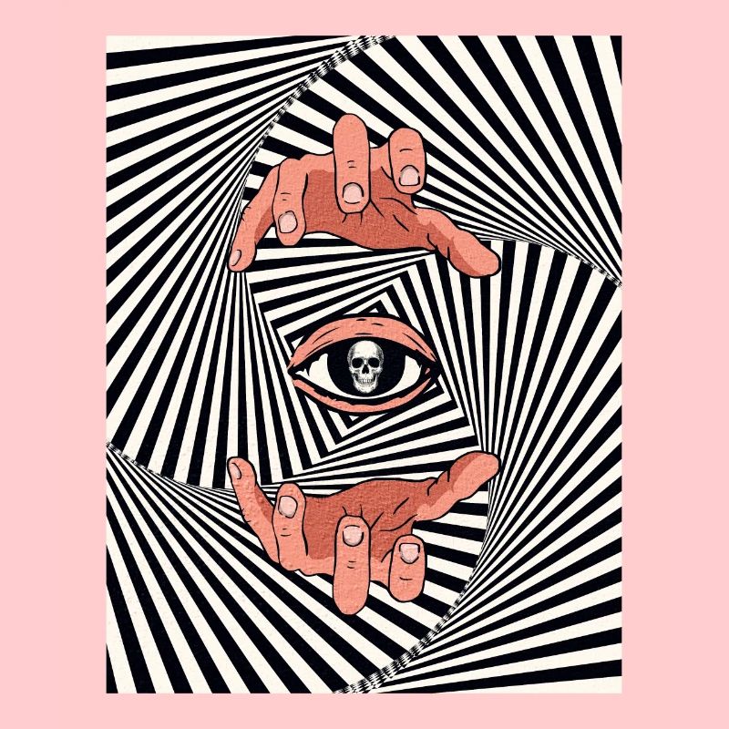 Weirdcore Aesthetic Optical Illusion Skull