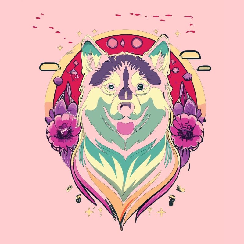 Cheerful Husky - Art coloré du chien