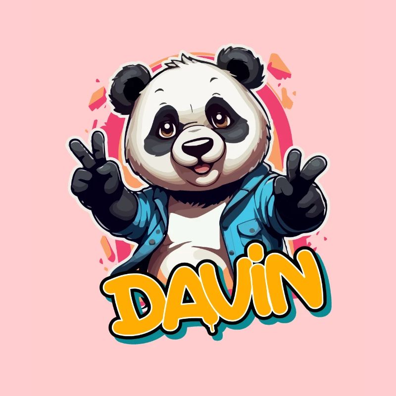 DAVIN - Handsome Boy Name with Cool Panda