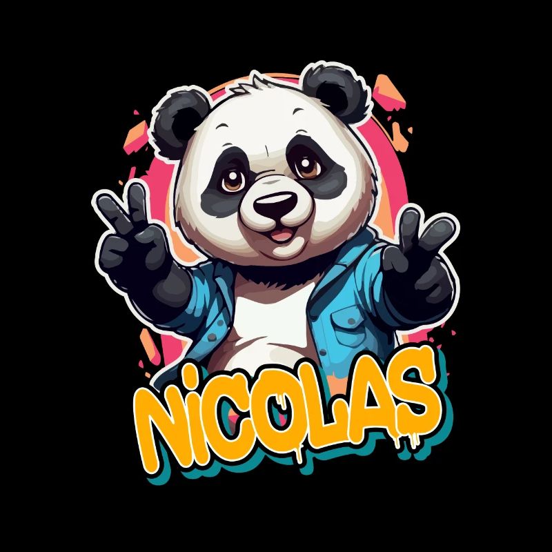 NICOLAS - Beau prénom de garçon avec panda cool