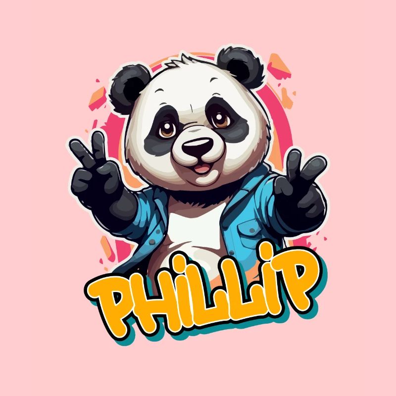 PHILLIP - Handsome Boy Name with Cool Panda