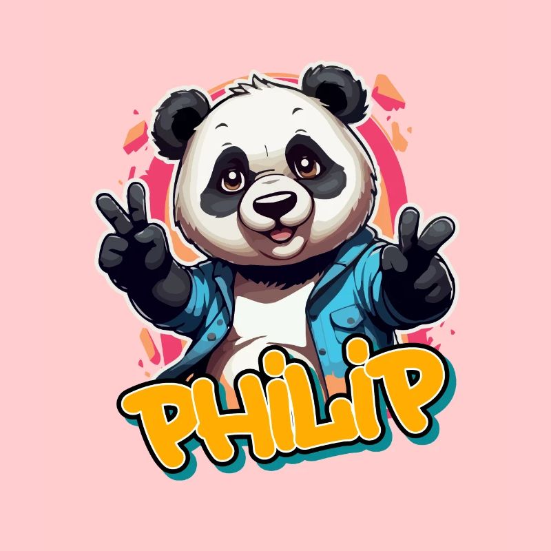 PHILIP - Handsome Boy Name with Cool Panda