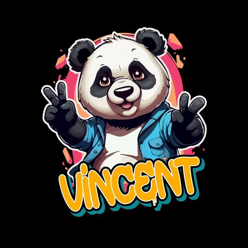 VINCENT - Schöner Jungen Name mit coolem Panda