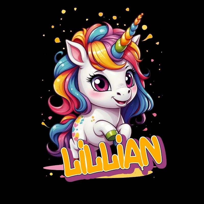 LILLIAN - Schöner Mädchen Name mit süßem Einhorn