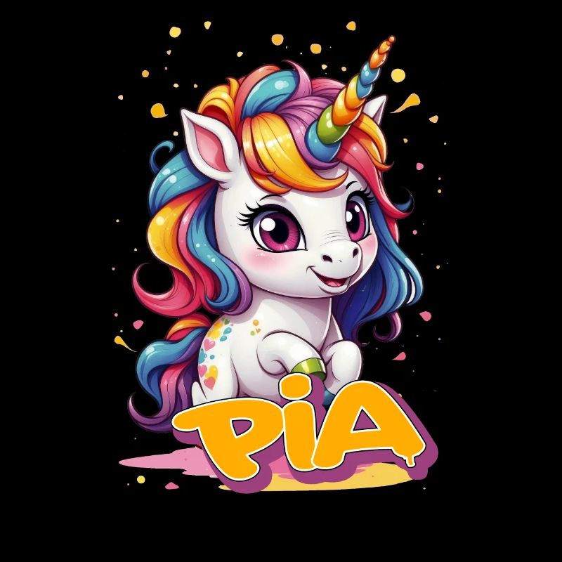 PIA - Schöner Mädchen Name mit süßem Einhorn