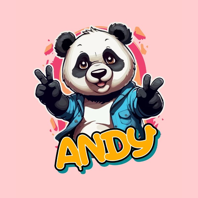 ANDY - Beau nom de garçon avec Cool Panda