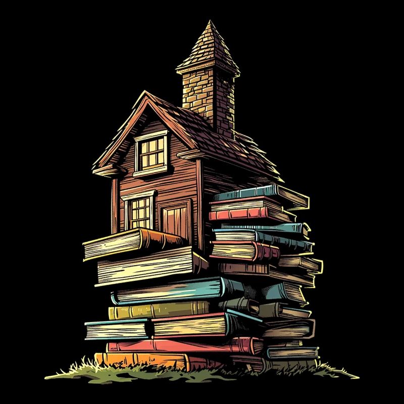 Buch Haus Grafik Motiv Buch