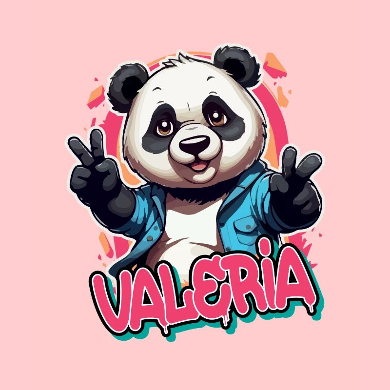 VALERIA - Schöner Mädchen Name mit coolem Panda