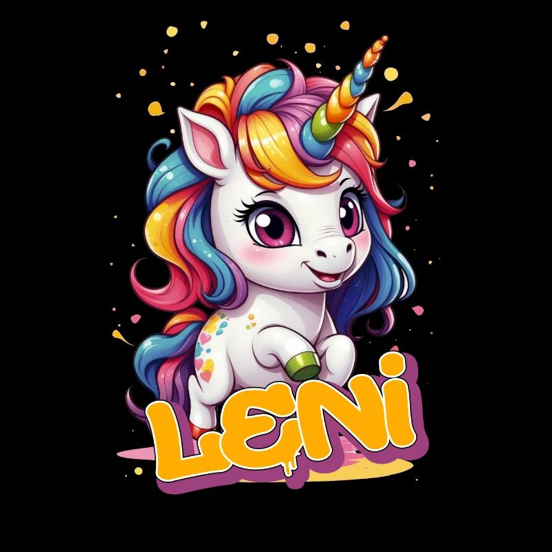 LENI - Schöner Mädchen Name mit süßem Einhorn