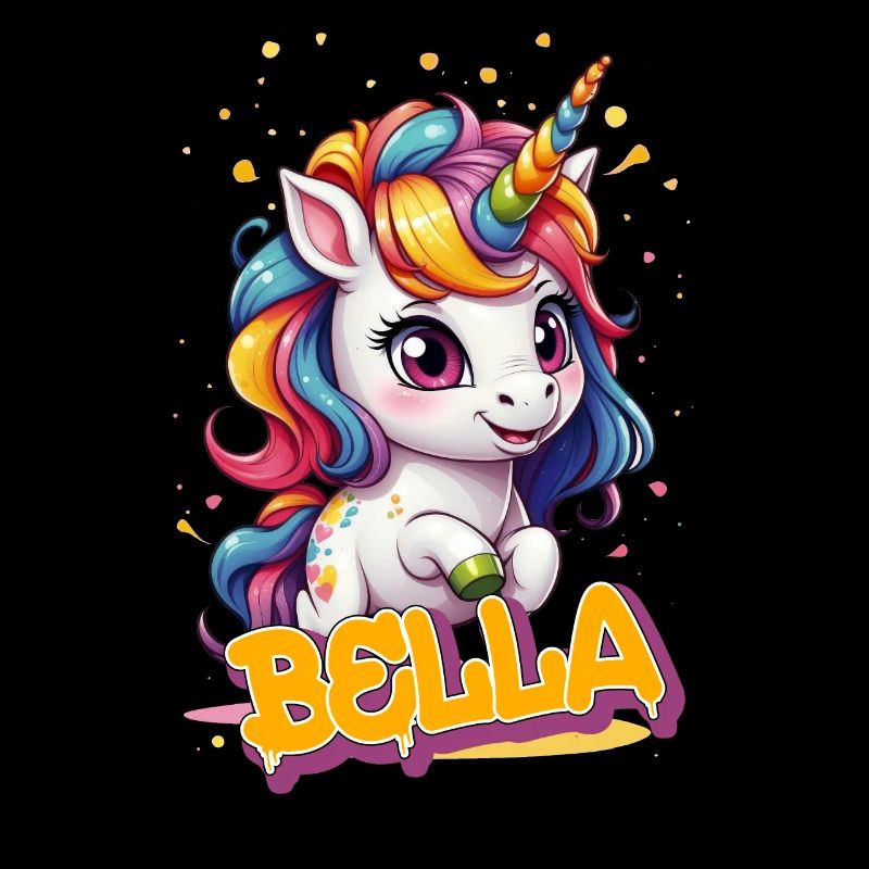 BELLA - Schöner Mädchen Name mit süßem Einhorn