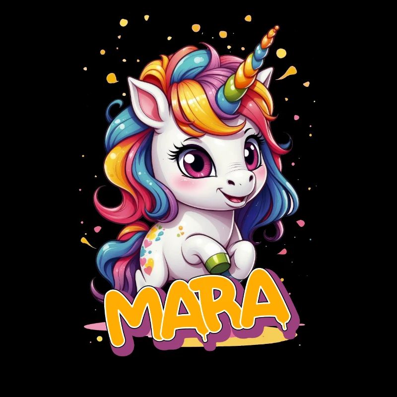 MARA - Schöner Mädchen Name mit süßem Einhorn
