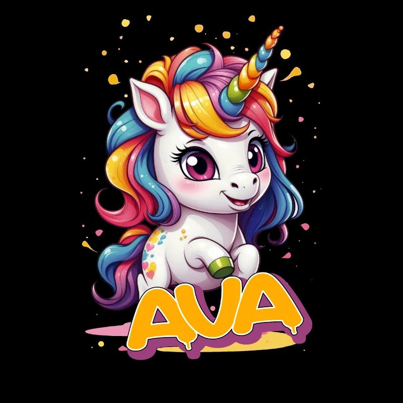 AVA - Schöner Mädchen Name mit süßem Einhorn