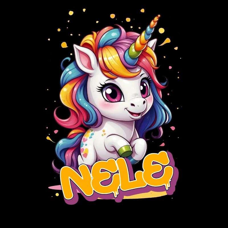 NELE - Schöner Mädchen Name mit süßem Einhorn