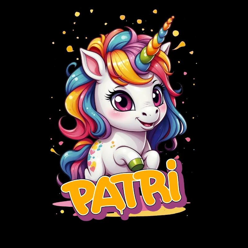 PATRI - Schöner Mädchen Name mit süßem Einhorn