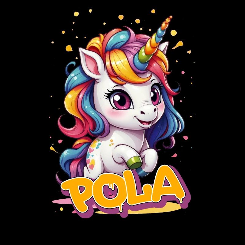 POLA - Schöner Mädchen Name mit süßem Einhorn