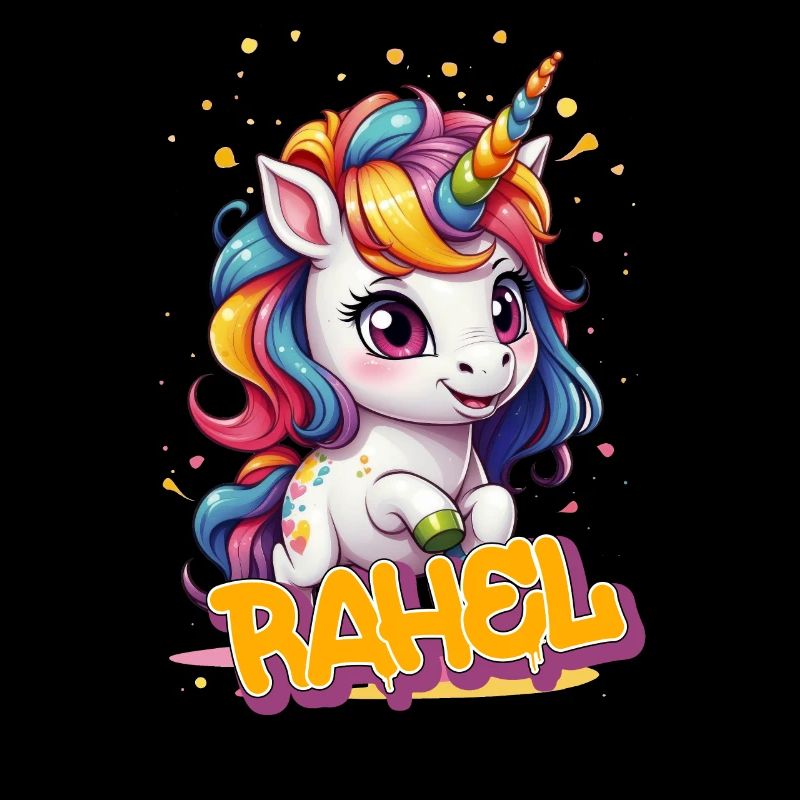 RAHEL - Schöner Mädchen Name mit süßem Einhorn