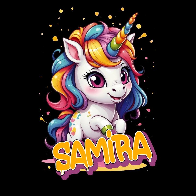 SAMIRA - Schöner Mädchen Name mit süßem Einhorn