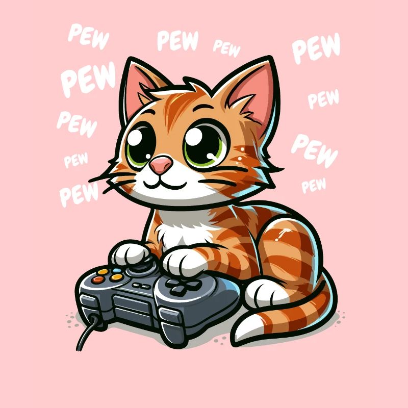 Video Game Gamer Gaming Cat Pew Computer Funny