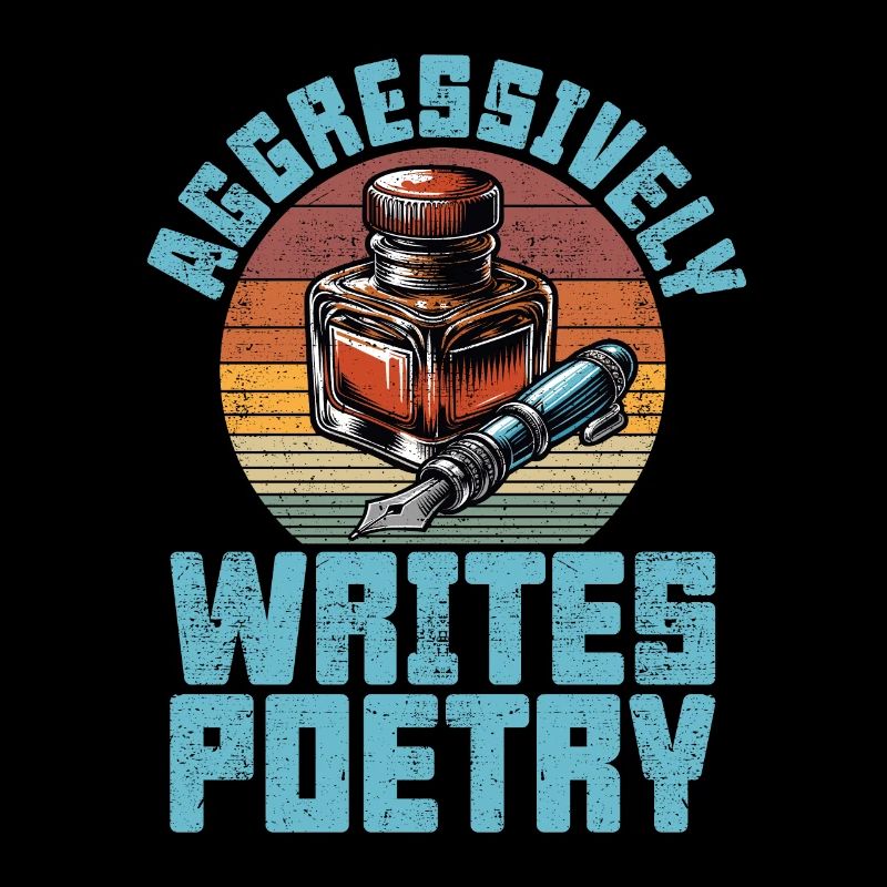 Poetry Lover Aggressively Writes Retro Book Lover