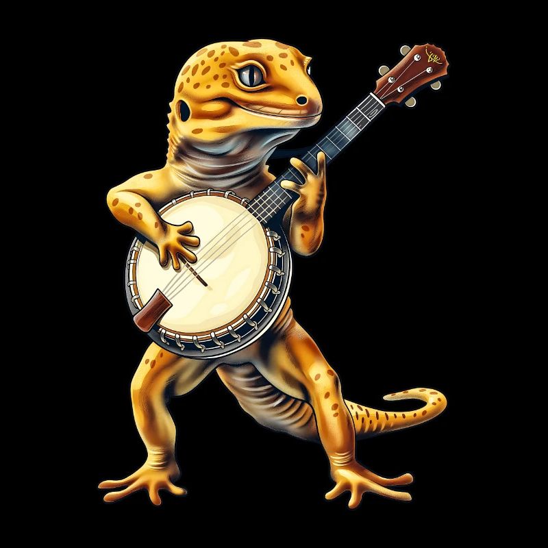 Leopard-Gecko-Eidechse Bluegrass-Banjo-Spieler