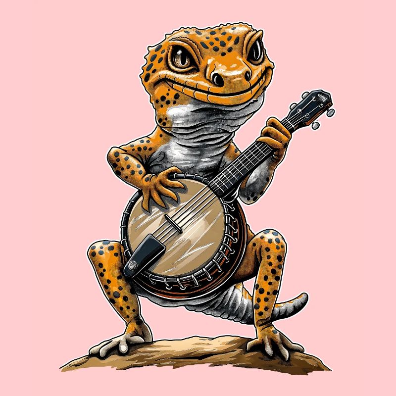 Leopard-Gecko-Eidechse Bluegrass-Banjo-Spieler