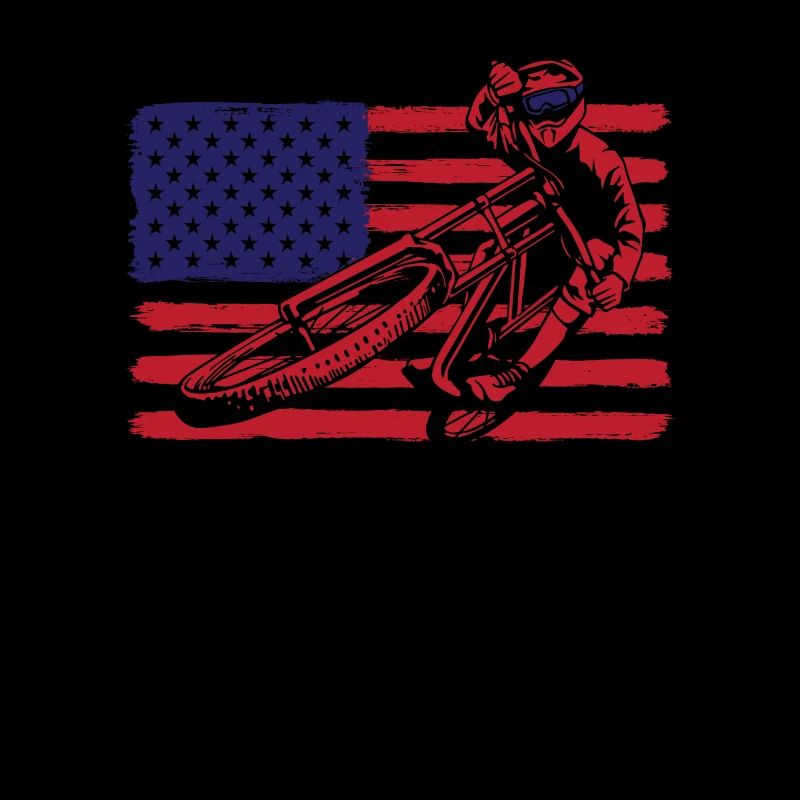 Un coureur de BMX devant le drapeau américain