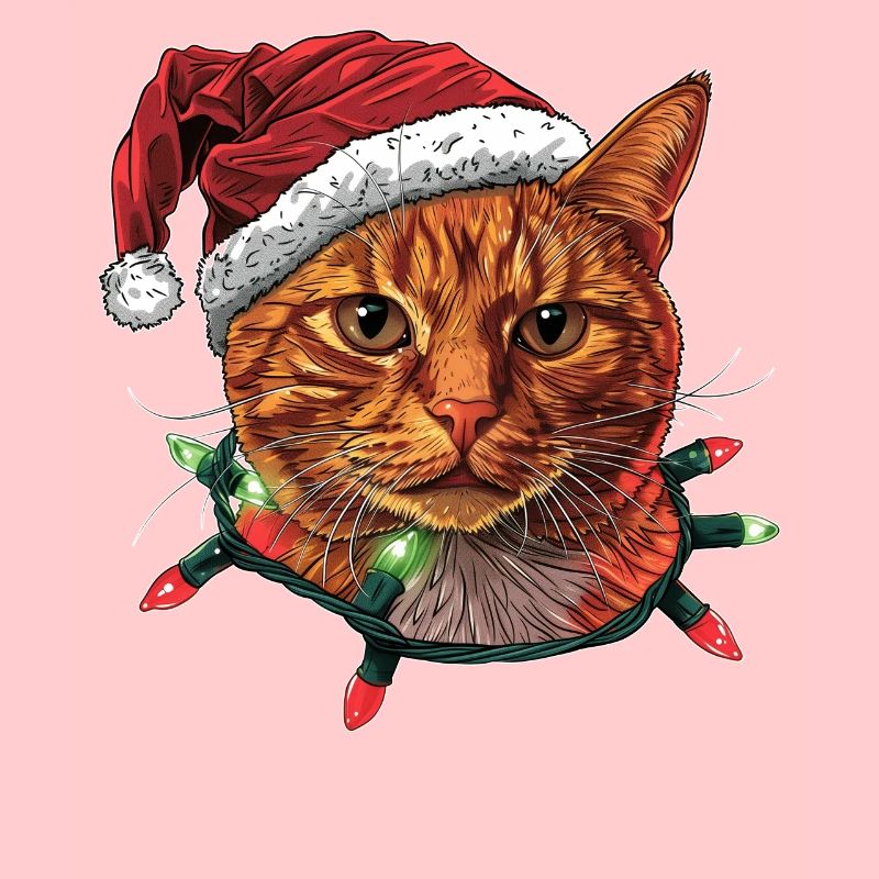 Mignon chat orange chat tigré chapeau de Noël