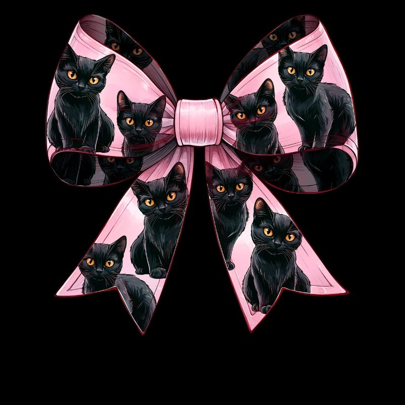 Coquette Bow Schwarze Katze Mama Muster Rosa
