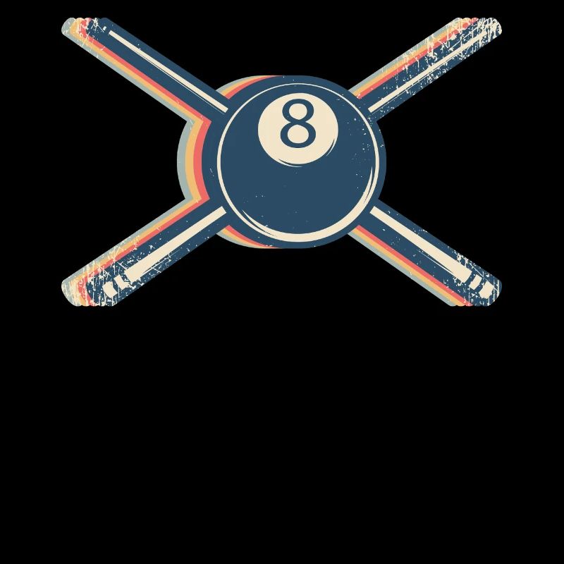 Billard Pool Queue Spieler Team Retro Line Art