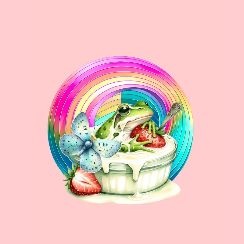 Regenbogen Frosch Eis Erdbeere Eiskrem Kind