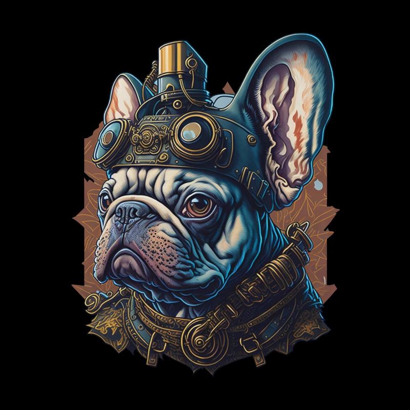Bouledogue Français rétro chien steampunk
