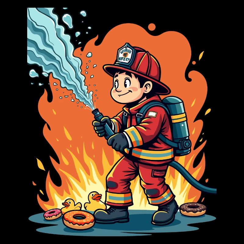 Humour de pompier – Conception de canards et de beignets en caoutchouc